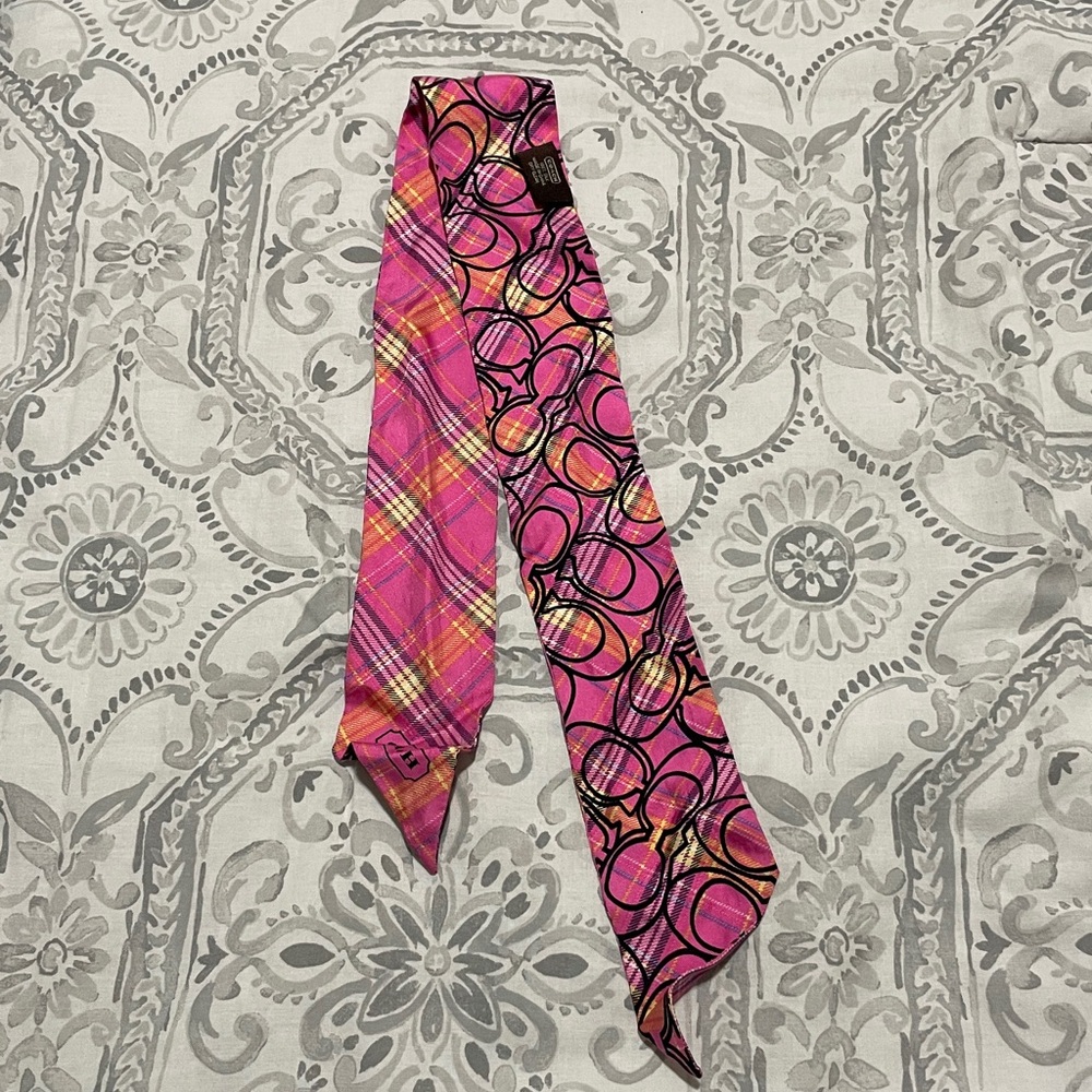 Coach Pink Plaid Women's Accessory Purse Scarf
